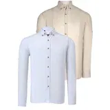 Dewberry DOUBLE SET G721 MEN'S SHIRT-WHITE-BEIGE