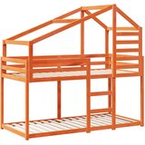 Krevet na kat s krovom voštano smeđi 90x200 cm masivna borovina | shoptok.hr