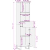 vidaXL Kupaonski ormar s ladicama s policom s pohranom s vratima Smeđa, Crna 38 x 33.5 x 160 cm | shoptok.hr