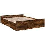 vidaXL Posteljni okvir s predali dimljen hrast 150x200 cm inž. les | Shoptok.si