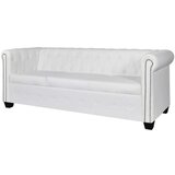 vidaXL Chesterfield kavč dvosed in trosed um. usnje bele barve | Shoptok.si