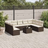 vidaXL 10-dijelni set vrtnih sofa od poliratana s jastucima smeđi | shoptok.hr
