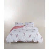 Bela/rožnata posteljnina za zakonsko posteljo/podaljšana iz renforce bombaža 240x220 cm Breeze Floral –