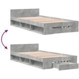 vidaXL Posteljni okvir s predalom beton. siv 90x190 cm inženirski les | Shoptok.si