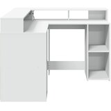  Radni stol s LED svjetlima bijeli 130 x 130 x 91 cm drveni | Eponuda.com