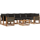  Set vanjskih sofa 8 kom. Prirodna i crna | shoptok.hr