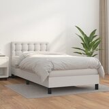  s oprugama i madracem bijeli 90 x 200 cm od umjetne kože | shoptok.hr