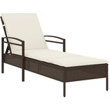  Ležaljka za sunčanje s jastukom smeđa 63x200x81 cm poliratan | shoptok.hr