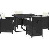 5-dijelni vrtni blagovaonski set s jastucima od poliratana crni Crna 109 cm table length | shoptok.hr