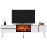 Hanah home tv polica vania fireplace white silver
