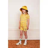 Mini Rodini Dječje pamučne kratke hlače boja: žuta, s tiskom