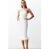 Trendyol white lined bodice detailed o-trimmed wedding/wedding elegant evening dress Cene