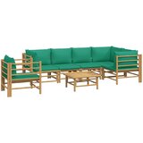  7-dijelna vrtna garnitura od bambusa sa zelenim jastucima | shoptok.hr