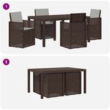  Vrtni set za objed s jastukom 5 pcs Smeđa i svjetlosiva PP | shoptok.hr
