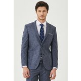 ALTINYILDIZ CLASSICS Men's Blue Slim Fit Slim Fit Patterned Suit. cene
