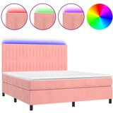  box spring s madracem LED ružičasti 160x200cm baršunasti | shoptok.hr