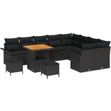 12 komada set vrtnih sofa s jastucima crni poli ratan akacija 3 komada set vrtnih stolica s jastucima crni poli ratan akacija Cijene