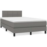 vidaXL Box spring postelja z vzmetnico LED temno siva 120x190 cm blago | Shoptok.si