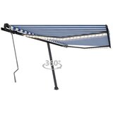 vidaXL ročno zložljiva tenda z led lučkami 400x350 cm modra in bela | Shoptok.si