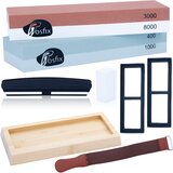 Rosfix KOMPLET KAMNOV / BRUSILNIK / VODNI KAMEN ZA BRUŠENJE NOŽEV S PODSTAVKOM (400, 1000, 3000, 8000), (21739289) | Shoptok.si