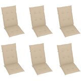  Sklopive stolice 6 kom s jastucima od punog bagremovog drveta Bež 120 x 50 x 3 cm | shoptok.hr