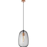  Luster na sajli OVELLA 1xE27/15W/230V, prečnik 25 cm, crna/borovina | Eponuda.com
