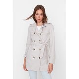Trendyol Stone Belted Button Closure Fit Pattern Trench Coat | Shoptok.si