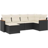  6-dijelni set vrtnih sofa s jastucima crni od poliratana | shoptok.hr