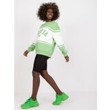 Fashion Hunters Green and white sweatshirt without a hood with long sleeves Cene
