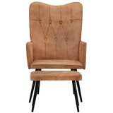 The Living Store Fotelj s stolčkom za noge rjav iz platna - Fotelj, (21420312) | Shoptok.si