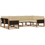vidaXL Zunanja garnitura za sedenje z blazino 6 pcs Naravna in bež, (5000272860) | Shoptok.si