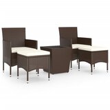 vidaXL Vrtna bistro garnitura 5-delna poli ratan in steklo rjava, (20971891) | Shoptok.si