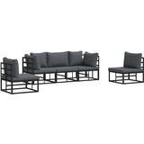  Sjedeća garnitura za vrt s jastukom 5 pcs Crna Aluminij | shoptok.hr