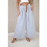 Kesi Włoski Wide-leg belted trousers light gray Cijene