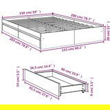  Okvir za krevet s ladicama boja hrasta 150x200 cm drveni | shoptok.hr