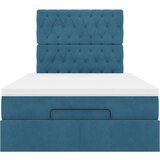 vidaXL Otomanski posteljni okvir z vzmetnicami moder 120x200cm žamet | Shoptok.si