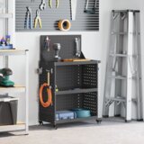 vidaXL Količar za alate s policom s kotačem s pohranom Crna 65 x 35 x 111 cm | shoptok.hr