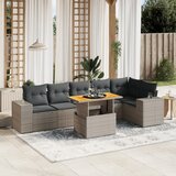 Maison Chic Seti vrtnega pohištva - Vrtna garnitura - Vrtni pohištvo set 7-delna z blazinami siv poli ratan, (21801427) | Shoptok.si