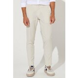 ALTINYILDIZ CLASSICS Men's Beige Slim Fit Slim Fit Side Pockets See-through Patterned Flexible Trousers Cene