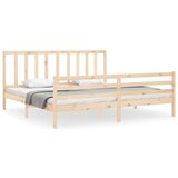 The Living Store Posteljni okvir z vzglavjem 200x200 cm trden les - Posteljni Okvir, (21528808) | Shoptok.si