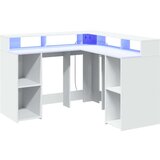  Radni stol s LED svjetlima bijeli 130 x 130 x 91 cm drveni | shoptok.hr