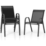Vrt Set od 4 ne stolice koje se mogu slagati jedna na drugu, 56 x 70 x 84 cm, crne | shoptok.hr