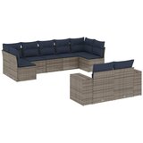 vidaXL Vrtni set od 9 dijelova s jastucima sivi poliratan - Siva i plava Bez stola 1 | shoptok.hr