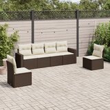 vidaXL 6-dijelni set vrtnih sofa od poliratana s jastucima smeđi Cijene