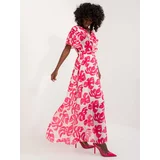 Fashion Hunters Ecru-fuchsia dress with a floral print