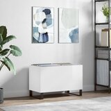 The Living Store Omarica za gramofonske plošče sijaj bela 74,5x38x48 cm inž. les - Omarica Za Gramofonske Plošče, (21434970) | Shoptok.si