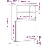  Visoka komoda dimljenog hrasta 60x36x110 cm konstruiranog drva | shoptok.hr
