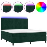  box spring s madracem LED tamnozeleni 180x200 cm baršun | shoptok.hr