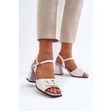 S. BARSKI Elegant High-Heeled Sandals with White Ornament D&A Cene
