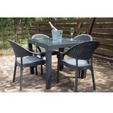  Bastenski set bambu 4 stolice i sto sa staklom 90x90 antracit Cene